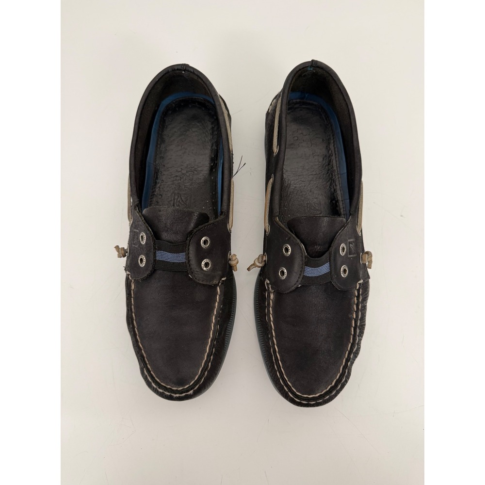 Sperry Top-Sider Mens 12 M Leather Boat Shoes Navy Black Loafers Casual